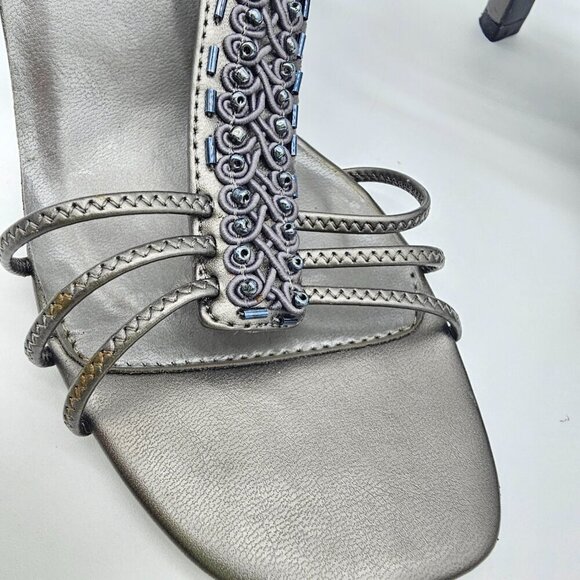 Women's Silver/Grey Strappy Heels, Size 6.5 - Picture 5 of 14